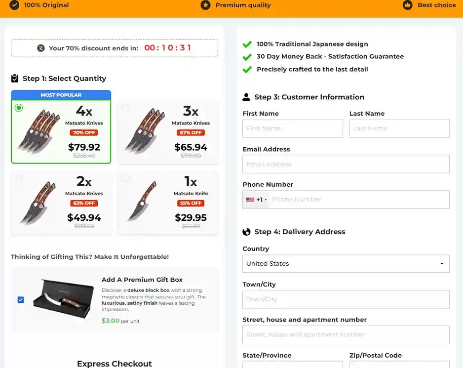 Matsato Knife Reviews Order Page Japanese Chef Knife Features Price 2026