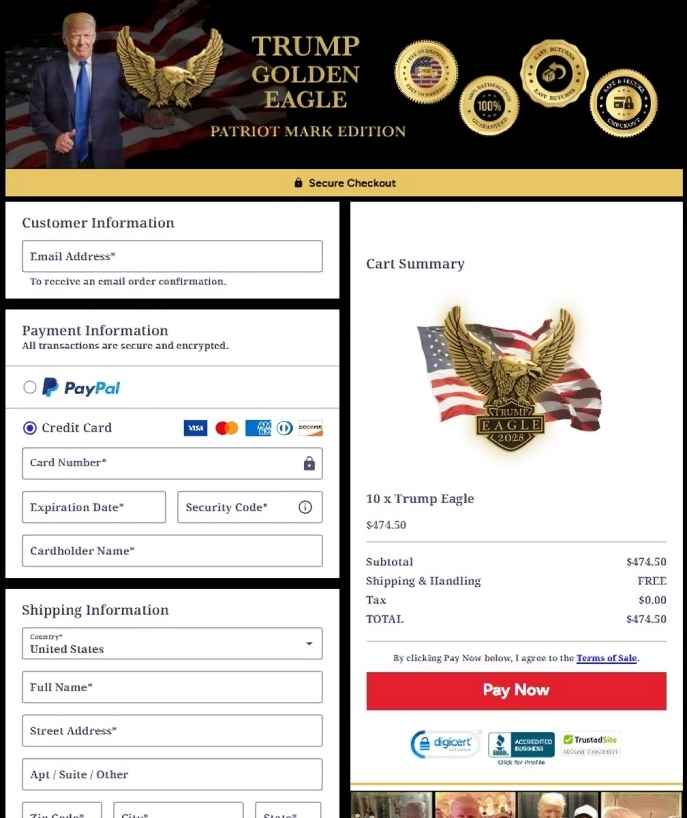 Trump Golden Eagle Official Order Page – Secure Bundle Checkout 2026