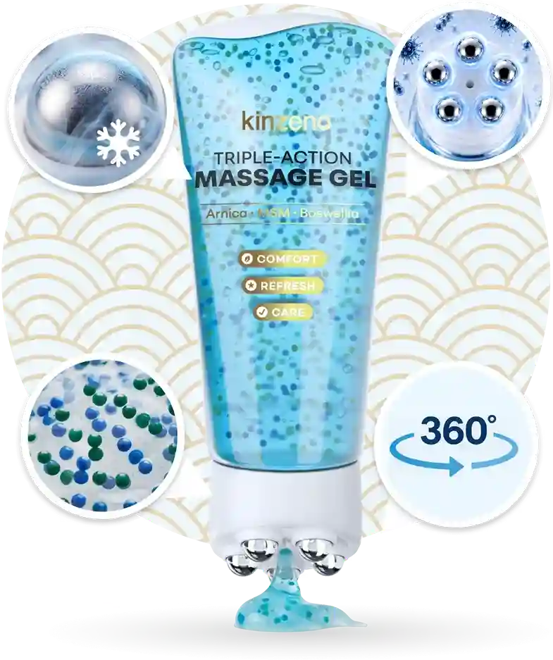 Kinzeno Magnetic Gel Roller Ingredients kinzeno magnetic gel roller — 15 verified natural botanical ingredients inside the gel formula